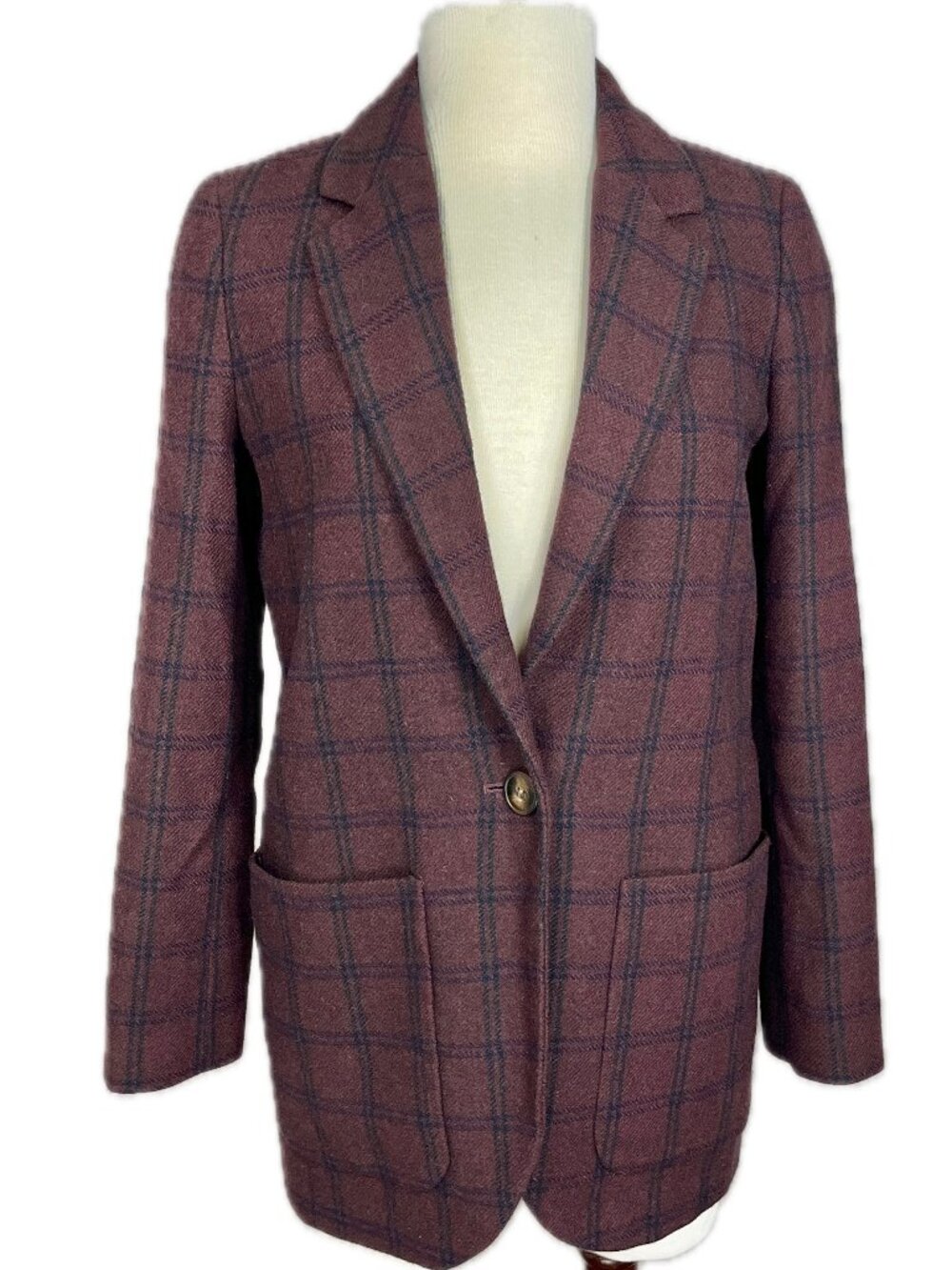Madewell Plaid Wool Blend Blazer Size XS